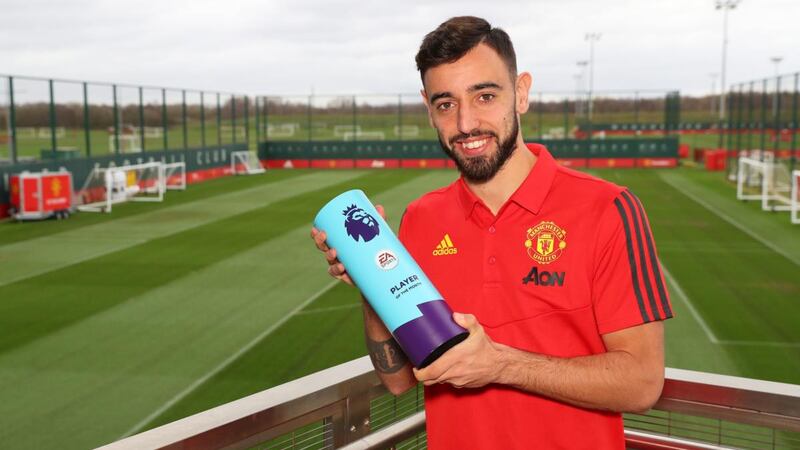 Bruno Fernandes has been crowned Premier League player of the month for February. Photograph: Alex Livesey/Getty