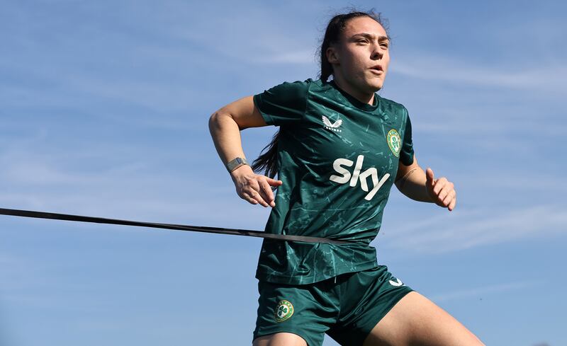 Jessica Ziu during Ireland squad training at Viola Park, Florence. Photograph: Paolo Giuliani/Inpho