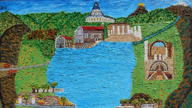 Detail from The Sea of Galilee by Michael Walsh 1998 (Oil on canvas 76 X 76cm)