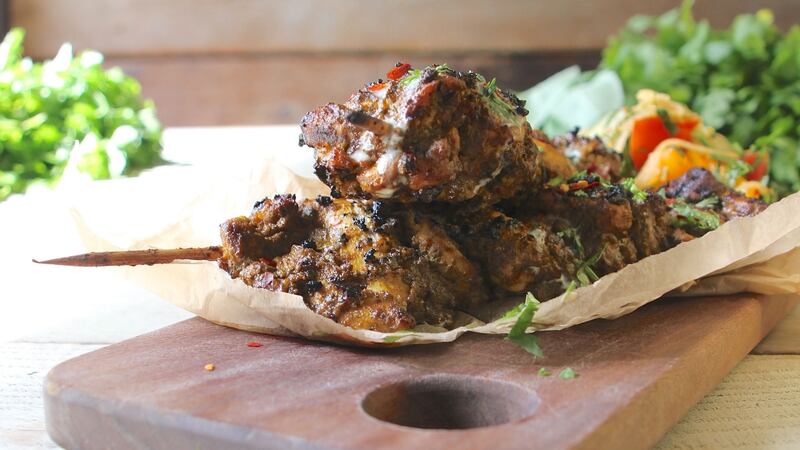 Indian spiced chicken kebabs.