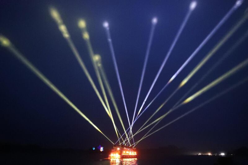 The Light Ballet light installation  at Lough Key in Boyle, Co Roscommon. Photograph: Niall Carson/PA Wire