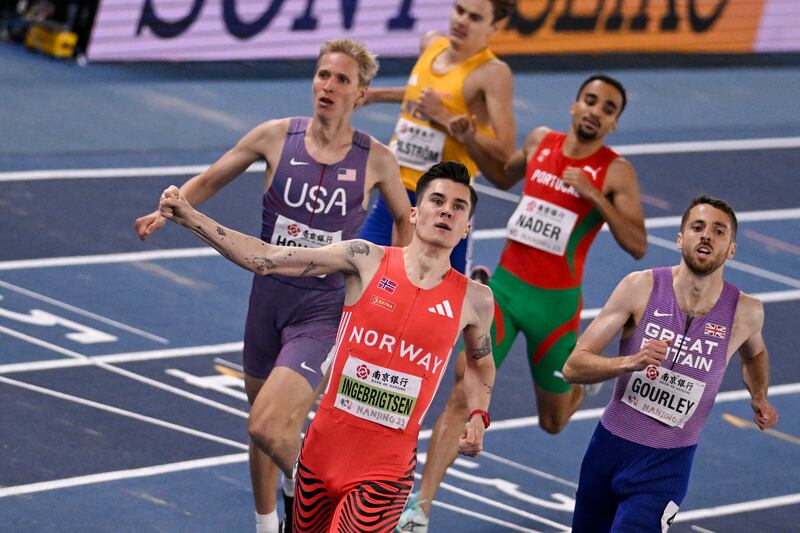 Norway's Jakob Ingebrigtsen came away with only the second men’s 1,500m-3,000m double since Haile Gebrselassie in 1999. Photograph: Wang Zhao/Getty Images          