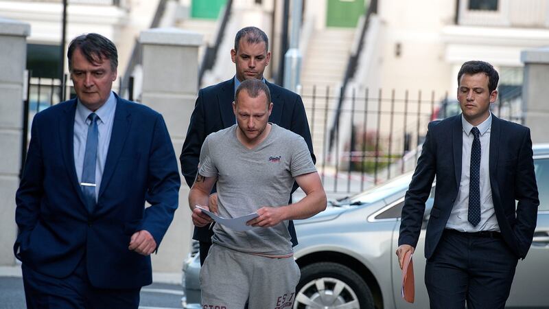 Stephen Harnett arrives at a specially-convened sitting at Bray courthouse. Photograph: Dave Meehan