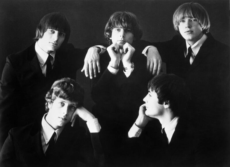 The Byrds: David Crosby (front right) with Gene Clark, Jim McGuinn, Mike Clark and Chris Hillman. Photograph: PA