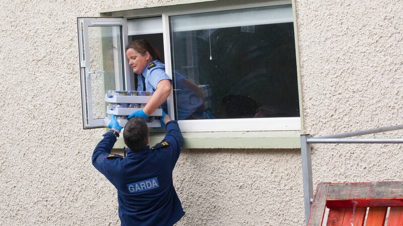 Gardaí   unload  food at the Boyle Family Resource Centre. Photograph: Brian Farrell