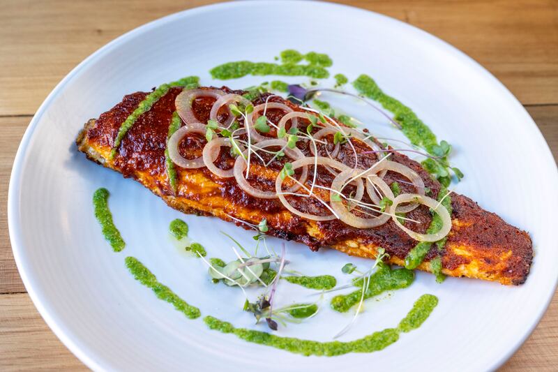 Black sole fish a la talla, salsa verde