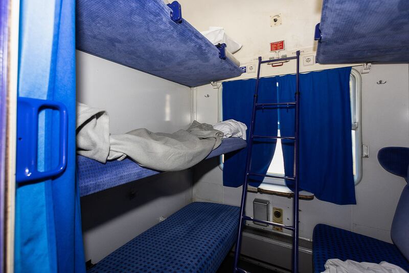 A couchettes-comfort compartment in a European Sleeper night train. Photograph: James Arthur Gekiere/ Belga/ AFP via Getty