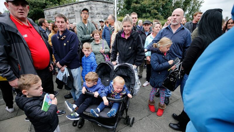 Parents and their children were among the thousands who participated in The Take Back the City group’s National Day of Action in Dublin over the housing shortage. Photograph: Nick Bradshaw/The  Irish Times