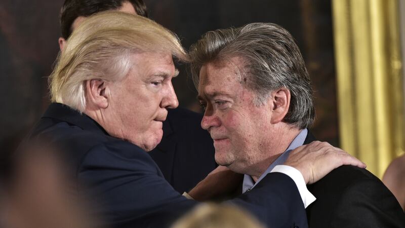 US president Donald Trump and his former chief strategist Steve Bannon. Photograph: Mandel Ngan/AFP/Getty Images
