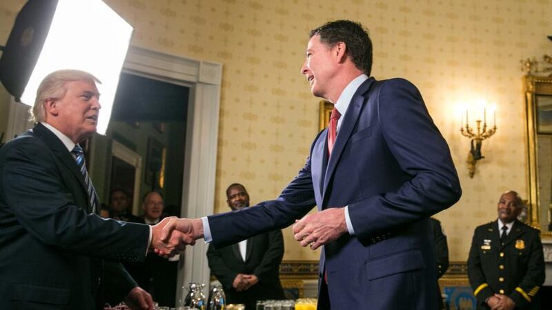 FBI firing: President Trump and James Comey at the White House in January. Photograph: Al Drago/New York Times