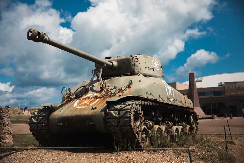 A tank from the second World War on Utah beach. Photograph: Fionn Davenport