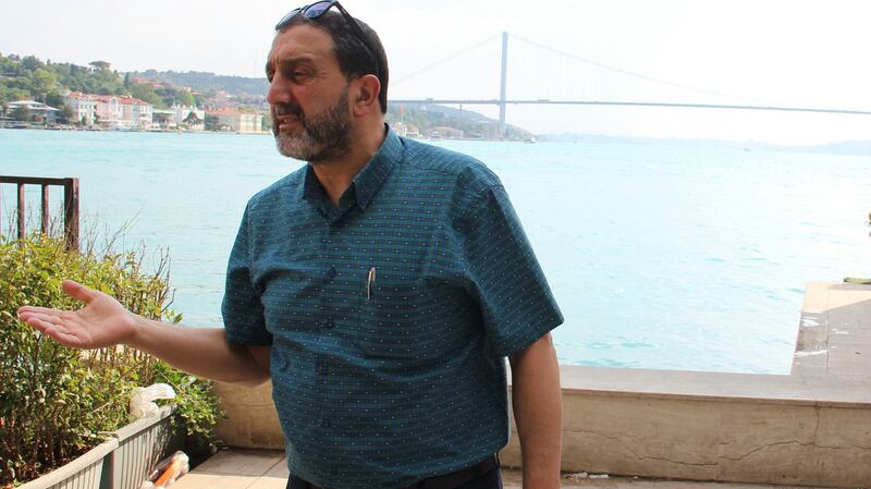 Can Cumurcu,  chief of the Çengelköy neighbourhood of Istanbul, who was shot in the leg in the attempted coup of July 15th, 2016. Photograph: Stephen Starr