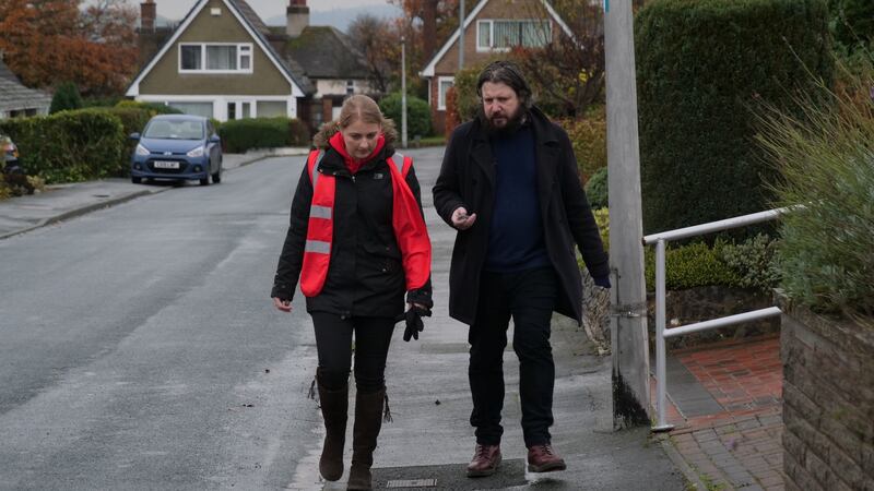 Patrick Freyne with Labour’s candidate for Aberconwy in north Wales Emily Owens