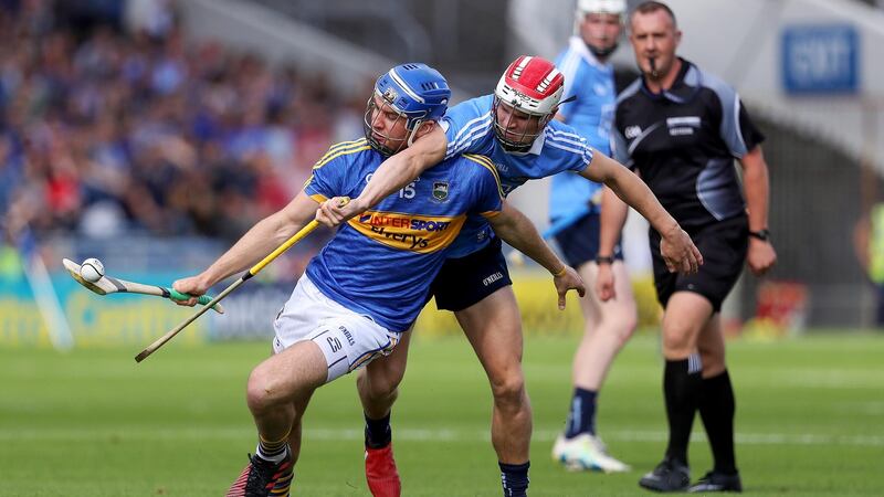 John McGrath in action against Dublin’s Cian O’Callaghan. Tipperary’s potent full forward line scored 5-17 between them that day. Photograph: Tommy Dickson/Inpho