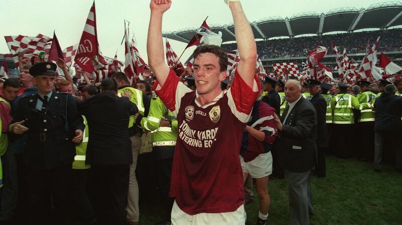 Pádraic Joyce of Galway celebrates at the 1998 All-Ireland football final. Photograph: Keith Heneghan/Inpho