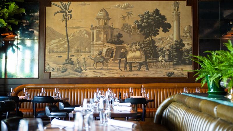 Traditional Indian scenes have been reproduced on wall murals