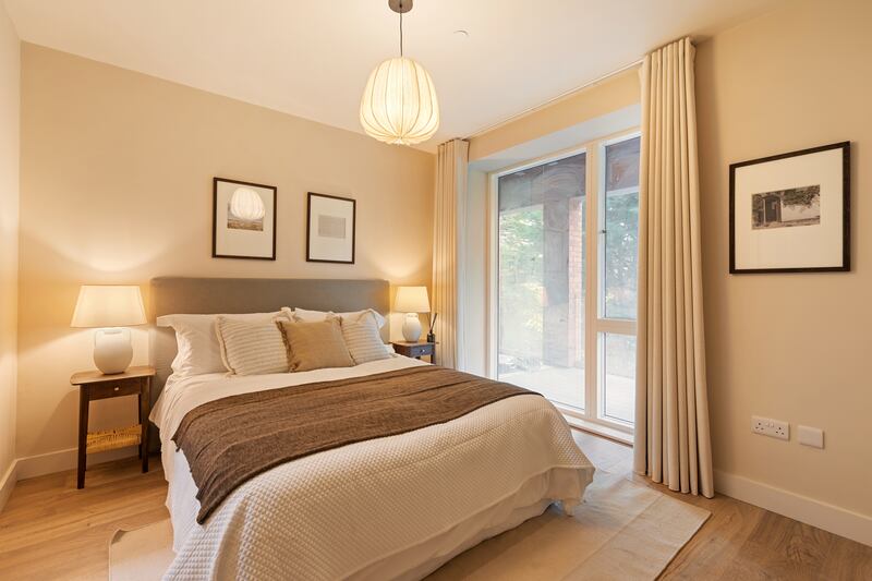 Principal bedroom in the two-bed apartment