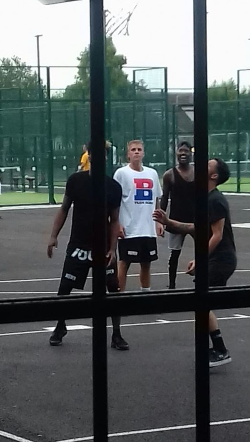 Justin Bieber and members of his touring group play basketball in Bushy Park, Dublin, June 20th, 2017. Photograph: Michele Carroll