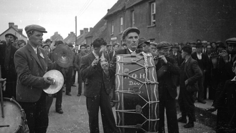 A band summoning voters to listen to a speech by Irish politician James M Dillon in Monaghan in 1943. Photograph:  Haywood Magee/Picture Post/Getty Images
