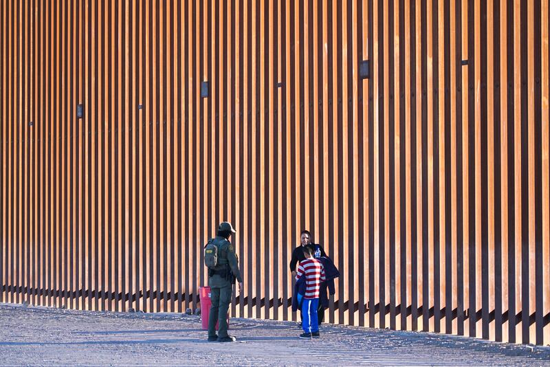 Madeline and her 11-year-old son are detained at the US/Mexico border by US border patrol. Madeline hopes to escape the cartels in Mexcio for a new life in America. Photograph: Enda O'Dowd