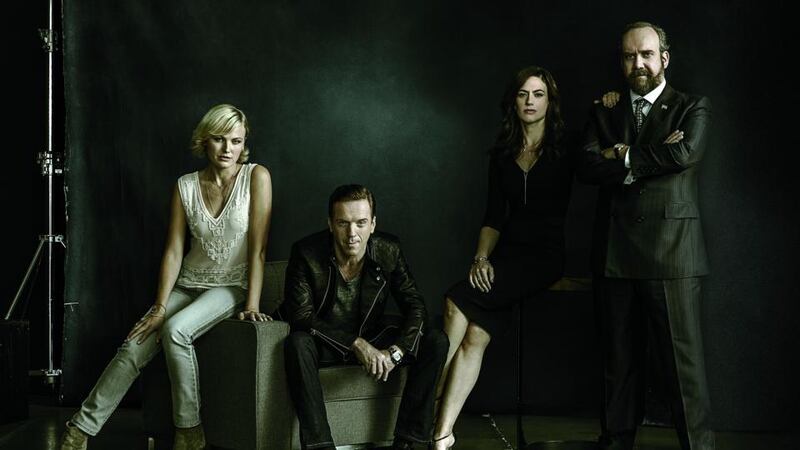Billions: Paul Giammati with Malin Akerman, Damian Lewis and Maggie Siff