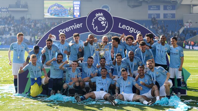 Manchester City players celebrate with the Premier League trophy. “If you are a football fan, you want to read the best coverage of your club. And if we can provide the best coverage of your club, then you will subscribe,” said one senior insider at The Athletic.  Photograph: Mike Hewitt/Getty Images