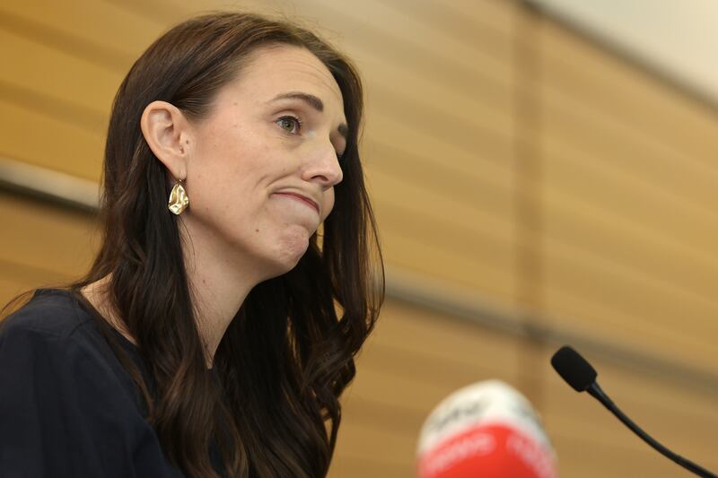 New Zealand prime minister Jacinda Ardern announces her resignation at the War Memorial Centre on January 19th, 2023, in Napier, New Zealand. Photograph: Kerry Marshall/Getty Images