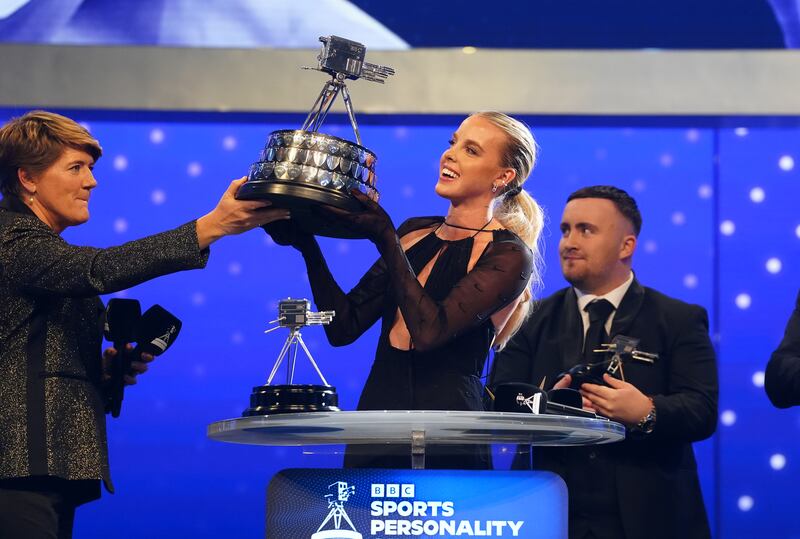 Keely Hodgkinson receiving the award for BBC Sports Personality of the Year 2024. Photograph: David Davies/PA Wire