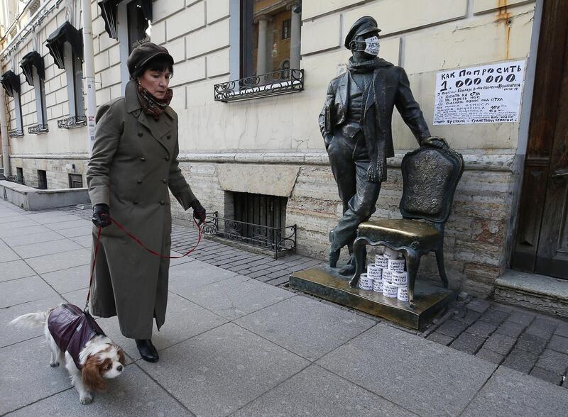 St Petersburg, Russia: Statue of Ostap Bender, a character of satirical novels by the Soviet authors Ilf and Petrov. Photograph: Peter Kovalev\TASS via Getty Images