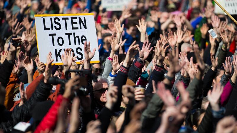 March for Our Lives rally  in Seattle, Washington. More than 800 March for Our Lives events, organised by survivors of the Parkland, Florida school shooting  that left 17 dead in February, took place around the world to call for legislative action to address school safety and gun violence. Photograph: Lindsey Wasson/Getty Images