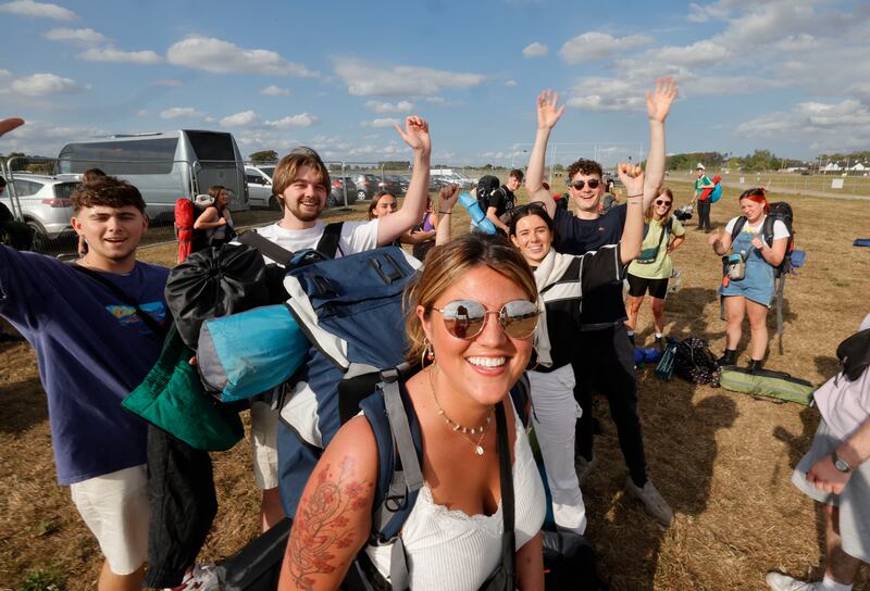 Electric Picnic: Katie Ryder and friends are among the first campers to arrive in Stradbally this year. Photograph: Alan Betson


