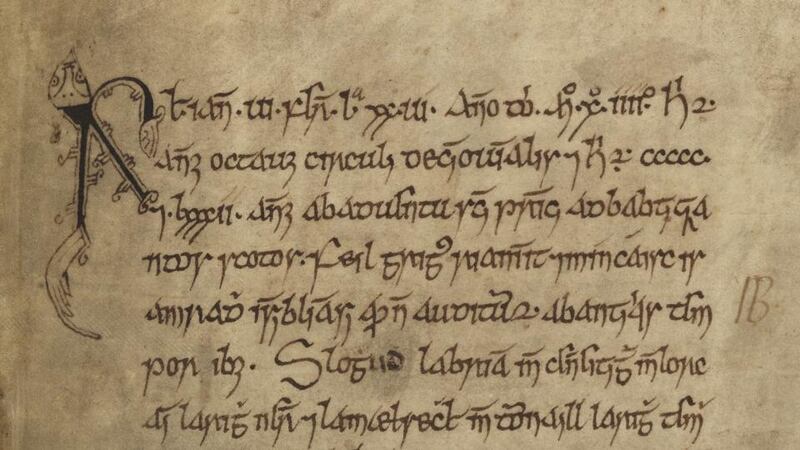 Manuscript: from a description of the Battle of Clontarf in the Annals of Ulster. Photograph courtesy of the board of Trinity College Dublin