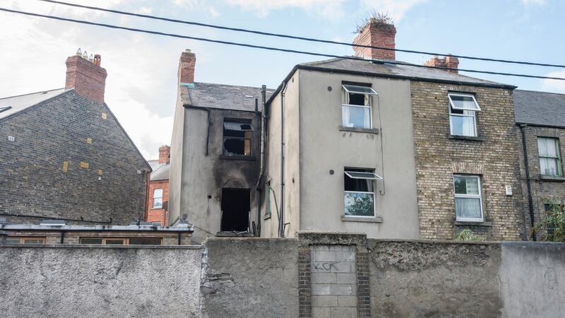 Grove Park fire: The fire is believed to have broken out on the middle floor, and the deceased man is understood to have been staying on the top floor. Photograph: Brenda Fitzsimons/The Irish Times