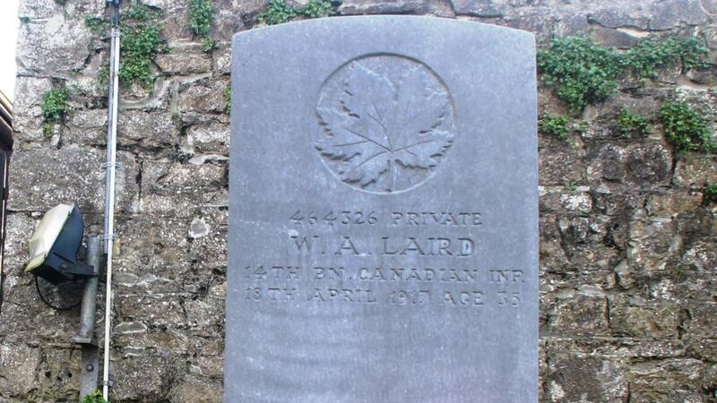 Pte William Laird’s grave in St George’s Church, Carrick-on-Shannon