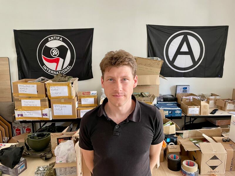 Sergey Movchan, an organiser at Kyiv-based anti-authoritarian volunteer network Solidarity Collectives. Photograph: Daniel McLaughlin