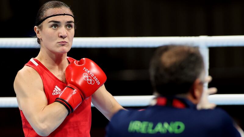 Kellie Harrington during her women’s lightweight semi-final against Sudaporn Seesondee of Thailand. Photograph: James Crombie/Inpho
