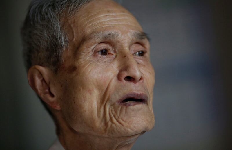 Sumiteru  Taniguchi could only lie on his stomach for nearly two years as he was treated for the burns that exposed flesh and bones. File photograph: Eugene Hoshiko/AP
