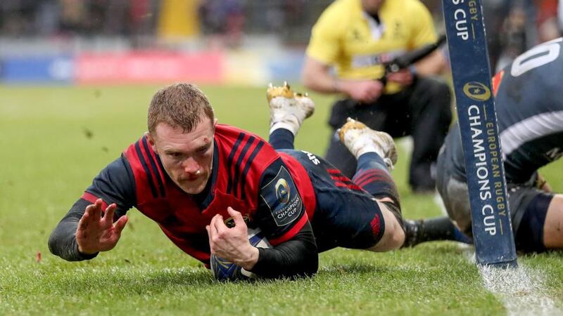 Keith Earls scores his  try against Castres, courtesy of an assist from Simon Zebo. Photograph: Dan Sheridan/Inpho