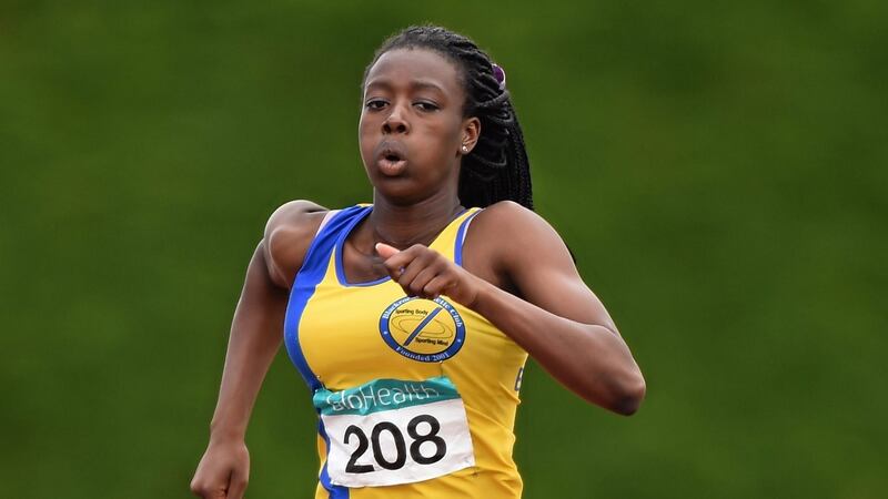 Gina Akpe-Moses of Blackrock AC on her way to winning the U-16 200m GloHealth Juvenile Track and Field Championships, Tullamore Harriers AC, Tullamore, Co Offaly, July 2014. File photograph: Matt Browne/Sportsfile