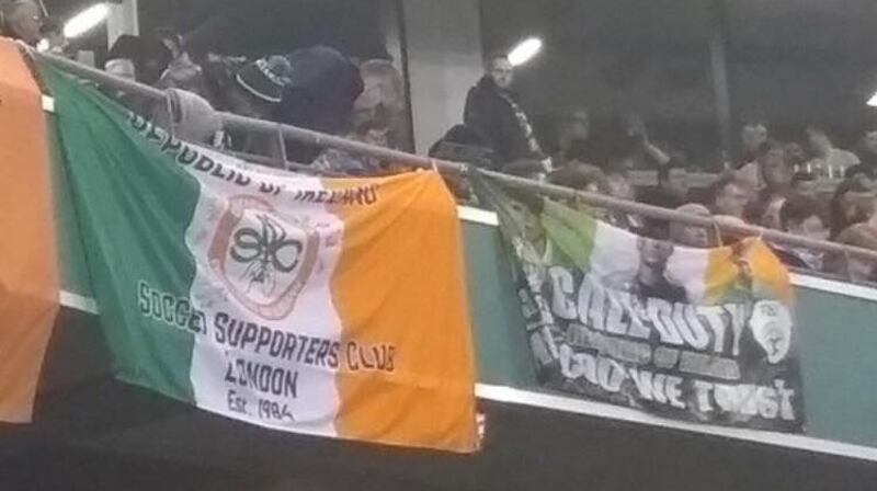 The Republic of Ireland Soccer Supporters Club at a game.