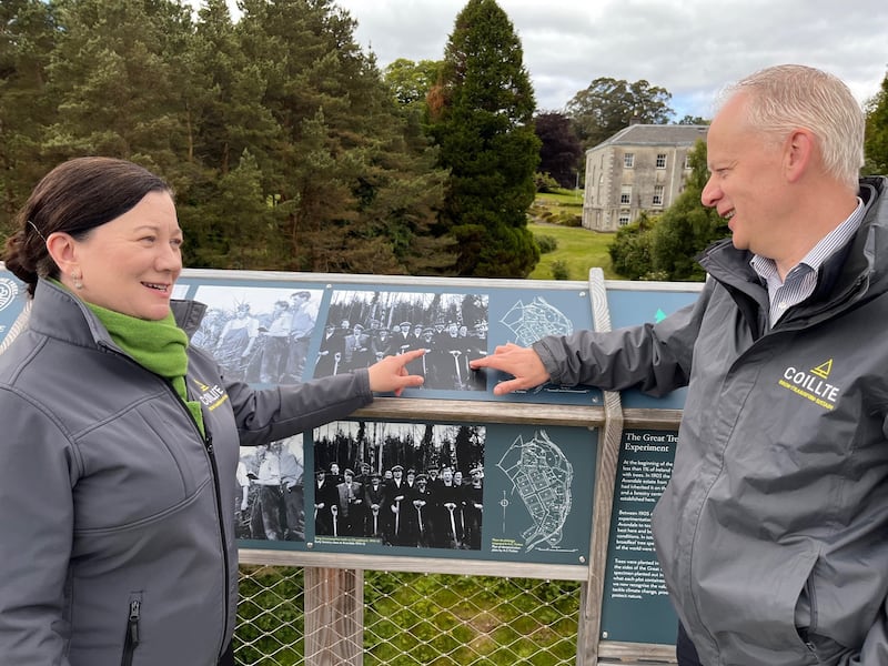 Coillte chief executive Imelda Hurley with managing director of Coillte Forest Mark Carlin at Avondale Forest Park in Co Wicklow. Photograph: Kevin O'Sullivan