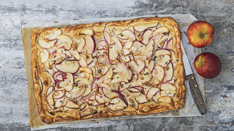 Apple, Boursin and almond tart