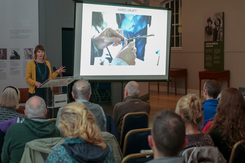 Seodín O’Sullivan speaking at an event described organised by community arts group Common Ground as a discussion around the “politics of trees”.