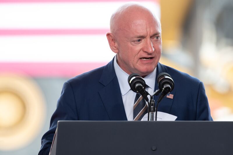 Senator Mark Kelly, a Democrat from Arizona: As a popular senator in a border state, he could speak convincingly and authoritatively on immigration. Photograph: Caitlin O'Hara/Bloomberg 