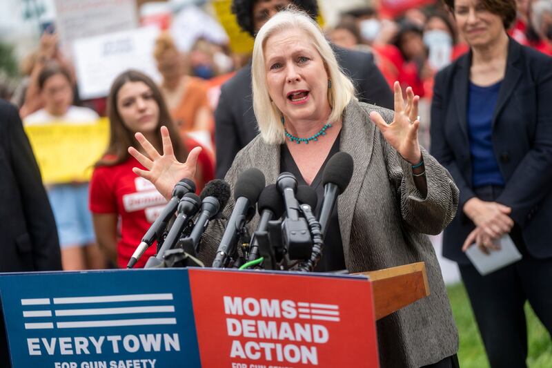 Democratic Senator from New York Kirsten Gillibrand during a rally demanding action on gun safety legislation outside the US Capitol