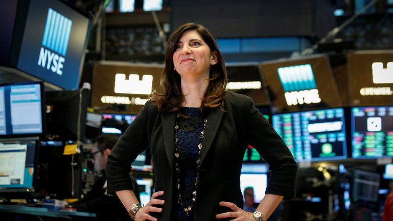 Stacey Cunningham on the floor of the NYSE. Photograph: Brendan McDermid/Reuters