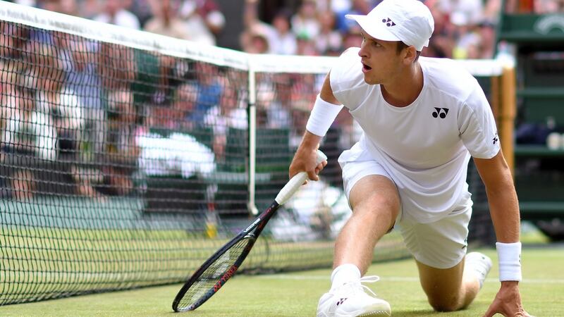 Poland’s Hubert Hurkacz took the second set against Novak Djokovic. Photograph: Ben Stansall/AFP/Getty