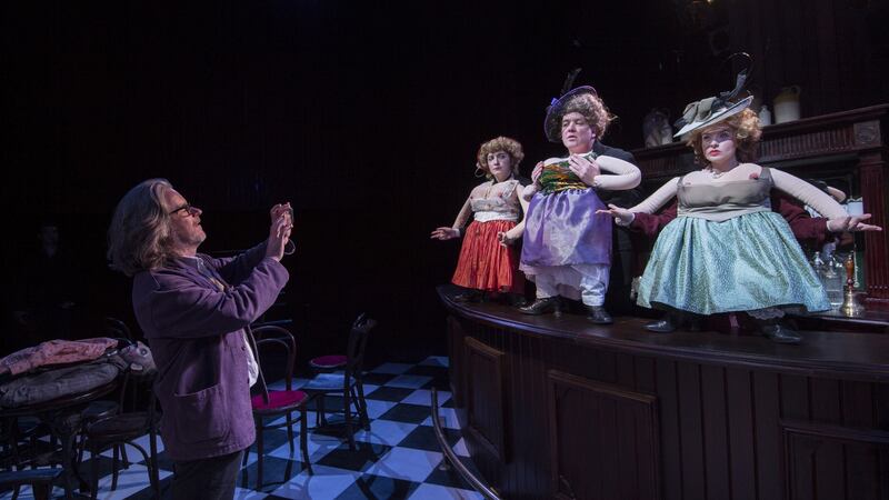 Ulysses: Graham McLaren, who directed the production, with the Busty Ladies – Faoileann Cunningham, Garrett Lombard and Caitriona Ennis – during rehearsals. Photograph: Brenda Fitzsimons