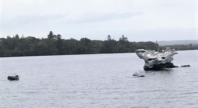 The "Chicken and Hens" outcrop, popular location with anglers fishing on Lough Leane.