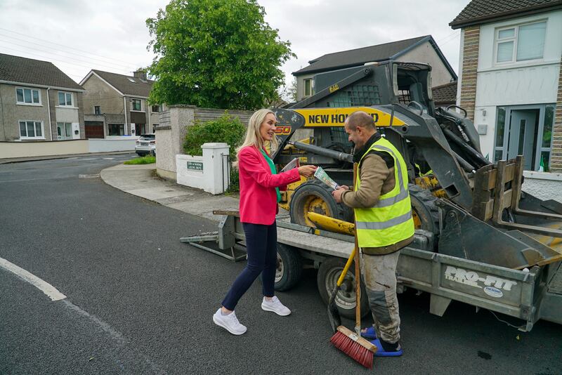 Fianna Fáil's candidate in the Limerick mayoral election Dee Ryan campaigning in Clareview estate in Limerick City. Photograph: Enda O'Dowd